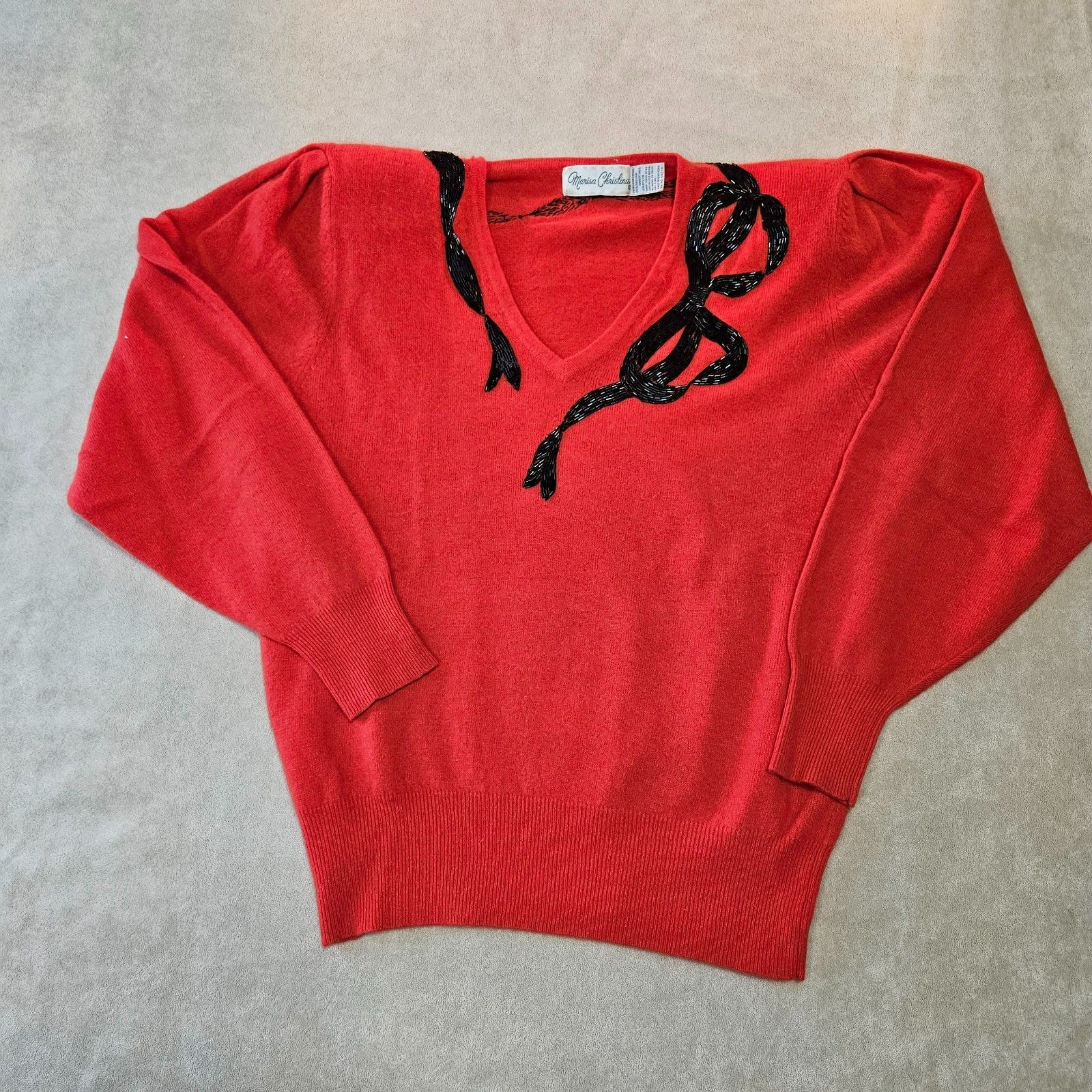 Vintage Women's Marisa Christina Luxurious Lambswool/Angora Sweater Beaded M/L